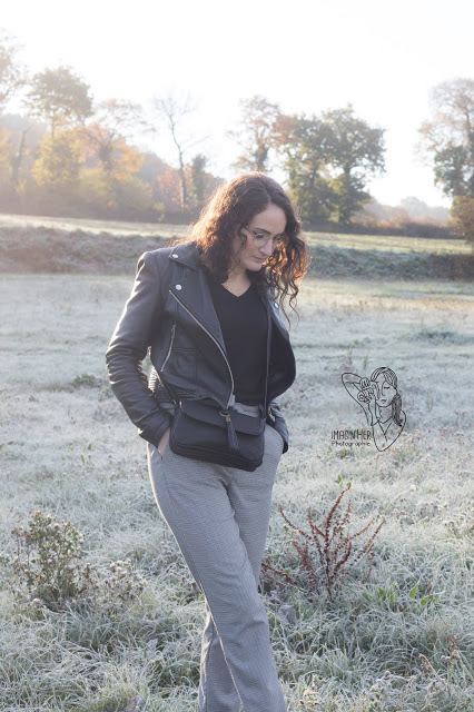 perfecto-cuir-et-pantalon-fluide look-hiver-motif-pied-de-poule